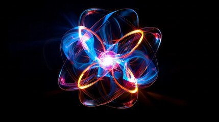 Aufkleber - A colorful, glowing sphere with a blue center and red and orange edges