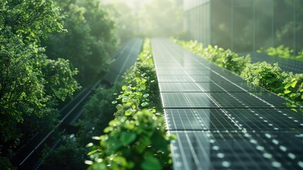 Poster - Solar panel installation on the side of a building, providing renewable energy source