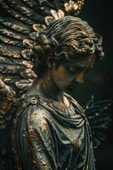 Poster - A detailed view of an angel's face and body from a statue, suitable for use in art-related or inspirational contexts