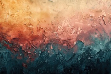 Poster - Textured abstract background with layered brushstrokes and a mix of warm and cool tones, creating a dynamic and vibrant composition.