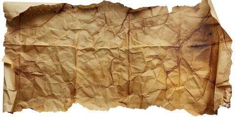 Aufkleber - A close-up shot of a torn piece of brown paper with rough edges and fibers visible