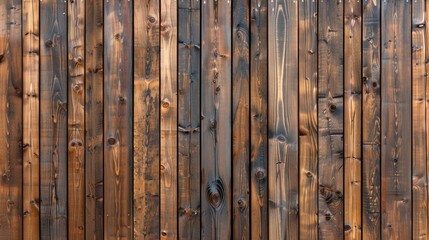 Poster - A close-up shot of a wooden fence featuring a fire hydrant