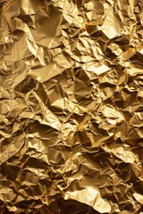 Poster - Close-up shot of a sheet of gold foil, ideal for use in designs related to luxury, wealth, or celebrations