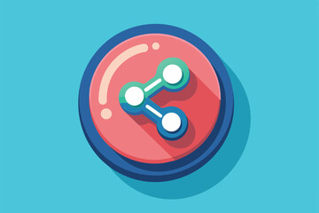 Poster - A stylized, semi-flat illustration of a share button icon on a blue background, Social share Customizable Semi Flat Illustration