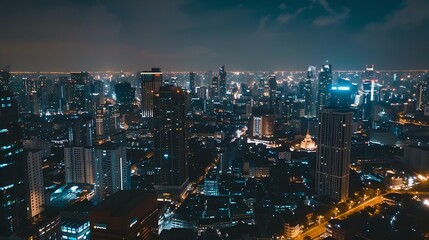 Poster - Bangkok city Thailand with beautiful sky Bangkok at night time : Generative AI