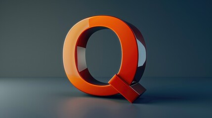 Poster - Orange letter Q on a gray background