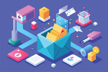Poster - a 3d illustration of an organized inbox, highlighting an efficient workflow and a clutter-free digit