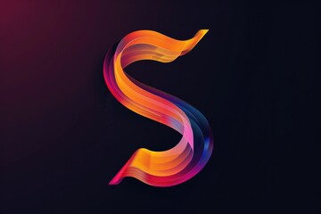 Poster - Illustration of a colorful letter S on a black background