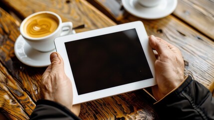 Poster - A person is holding a tablet with a black screen
