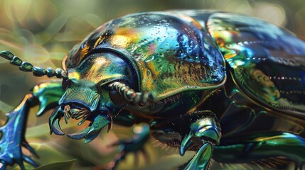 Aufkleber - A close-up shot of a beetle on a plant, great for entomology or nature-themed projects