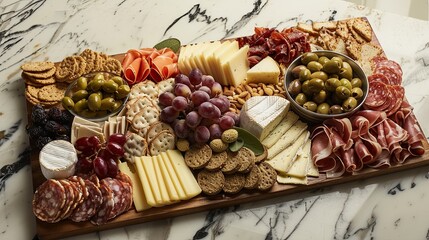 Wall Mural - Cheese and Charcuterie Board: An elegant cheese and charcuterie board