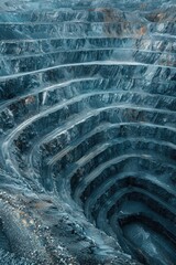 Aufkleber - A large open pit filled with dirt and debris, suitable for use in construction or industrial backgrounds