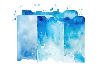 Poster - A beautiful watercolor painting of a blue gift box with intricate details and textures