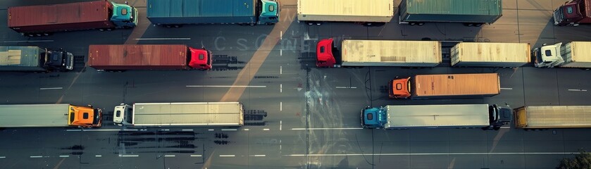 Wall Mural - Cargo trucks, border crossings