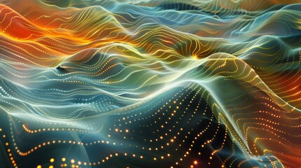 Aufkleber - A colorful, abstract image of a wave with a lot of dots