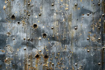 Poster - Close-up shot of a metal surface featuring rivets, great for industrial or mechanical designs