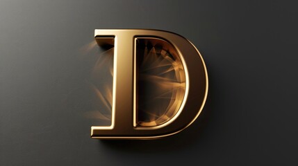 Poster - A single golden letter D on a black background, suitable for use in design and graphic projects