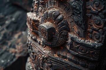 Poster - A detailed view of a statue depicting a human figure, suitable for use in editorial or commercial contexts where a sense of realism is needed