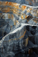 Aufkleber - Aerial view of a large open pit mine with surrounding landscape