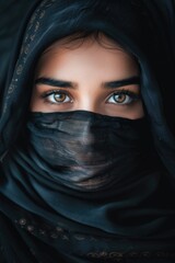 Canvas Print - A close-up shot of someone wearing a veil, ideal for use in scenes where identity is important