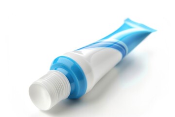 Poster - A tube of toothpaste sits on a clean white surface, ready for use