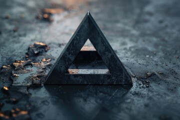 Poster - A triangle-shaped object sits on a table, ready for use or display