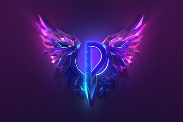 Poster - A purple and blue logo featuring wings