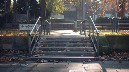 Poster - A set of stairs leading up to a building