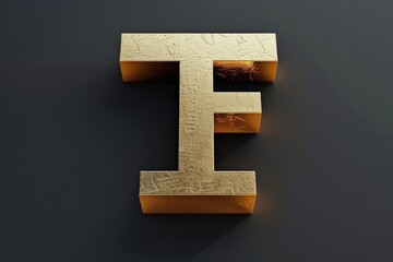 Poster - A close-up shot of a golden letter E on a black background, suitable for designs and graphics