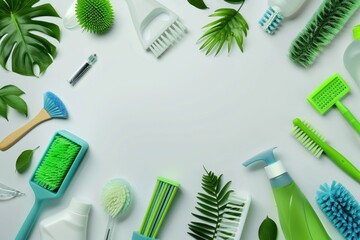 Wall Mural - A variety of toothbrushes on a white surface, great for illustrating oral hygiene products or dental themes