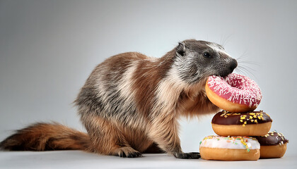 Marmot Enjoying a Donut