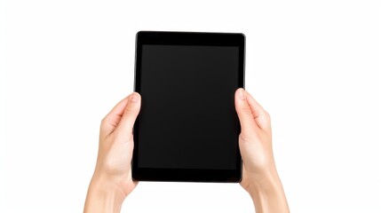 Poster - A person is holding a tablet with a black screen