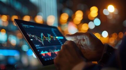 Poster - A person is using a tablet to look at a graph