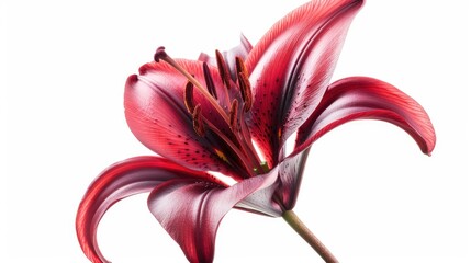 Poster - Red wine colored lily flower isolated on a white background