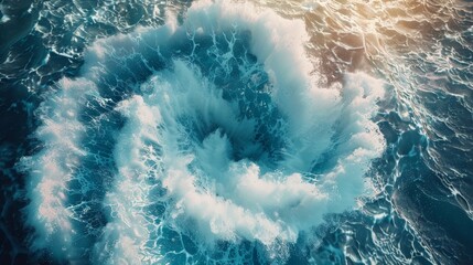 Wall Mural - A large wave is crashing into a small hole in the ocean