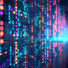 Poster - Glowing data cables transmitting information, network connection concept in the background
