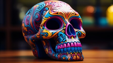 Colorful painted skull