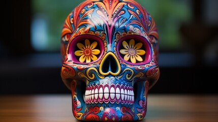 Wall Mural - Colorful painted skull