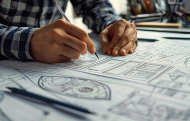 Poster - ui designer creative sketch planning application process development prototype wireframe for web mob