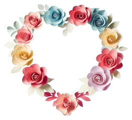 Canvas Print - PNG Heart and roses circle border flower petal plant.