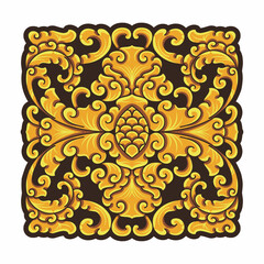 Wall Mural - Isolated ornamental design. Ornamental elements for your designs. Black and gold colors. Floral carving decoration for postcards, invitations, social media or wedding.