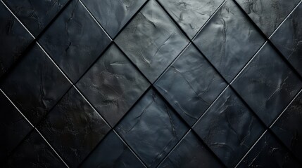 Poster - Black Diamond Patterned Wall - A wall covered in black diamond shaped tiles creates a textured and visually interesting pattern.