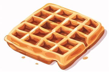 Whimsical 64-Bit Waffle Illustration in Flat Design on White Background