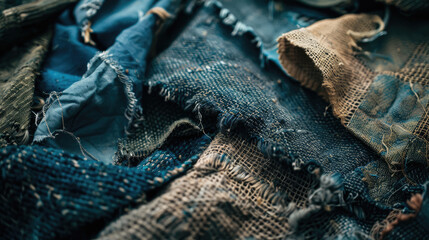 grunge fabric for background. ragged, wrinkled, crumpled cloth. torn clothes