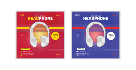 Headphone Social Media Post Template for any organization 