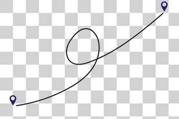 Poster - route icon - two points with dotted path and location pin. route location icon two pin sign and dott