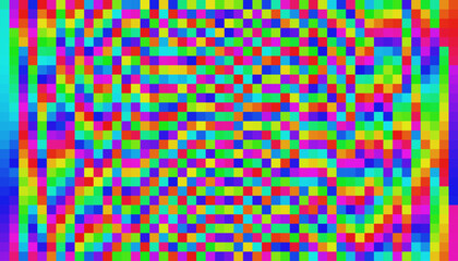 Fototapete - Retro Pixel Rainbow Glitch Broken LED Screen Effect. Abstract Digital Pixel Noise Glitch Error. Vector Illustration.