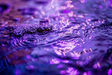 Sticker - Closeup of glistening purple water droplets creating a mesmerizing, textured surface