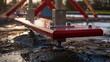 © Parintron - Detailed shot of a seesaw base showing stability features and ground anchoring for safety --ar 16:9 Job ID: 1a35ecc0-6acb-4604-be13-13a984136d54