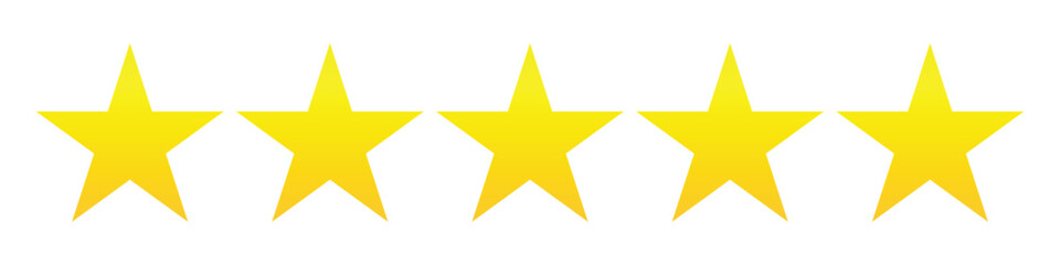 Five stars customer product reating review flat icon for apps and websites premium quality concept.Yellow stars flat vector illustration